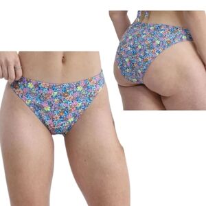 No Boundaries Floral High-Leg Bikini Bottoms Small 4/6 Mid-Waist Cheeky Swim NWT